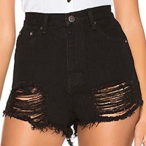 Superdown Black Sz 26 Shorts Denim Material Pockets Zipper Button Closure